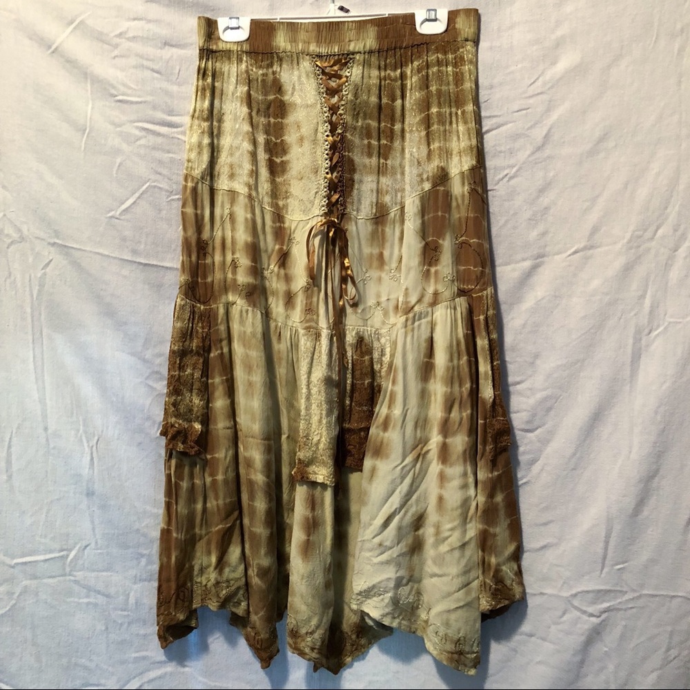 EUC Beautiful Boho Tan/Deep Mustard Skirt